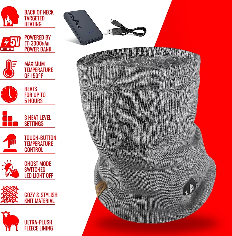 ActionHeat Men's 5V Battery Heated Cable Knit Gaiter