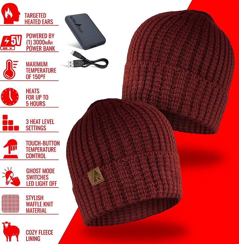ActionHeat Men's 5V Battery Heated Waffle Knit Hat