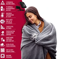 ActionHeat Men's 7V Battery Heated Plush Throw Blanket