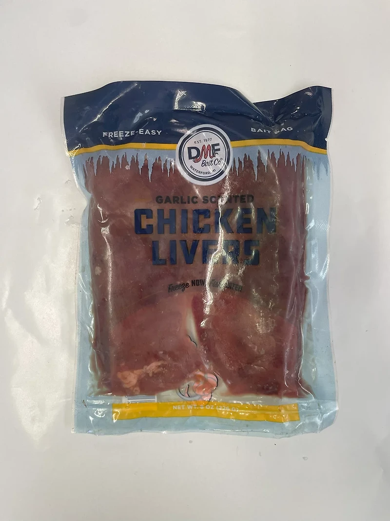 DMF Bait Chicken Livers 8 oz Frozen Bait