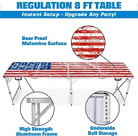 GoPong American Flag 8 ft Portable Table