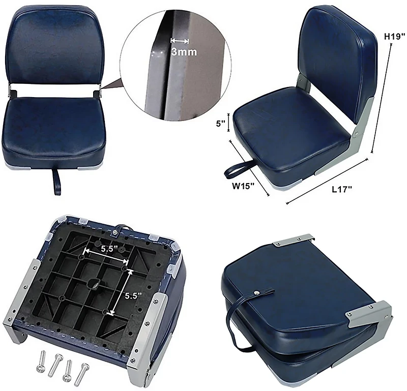 Leader Accessories High-Back Folding Boat Seats Set of 2