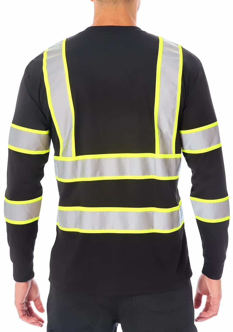 Smith's Workwear Men's High Vis Reflective Safety Long Sleeve T-shirt
