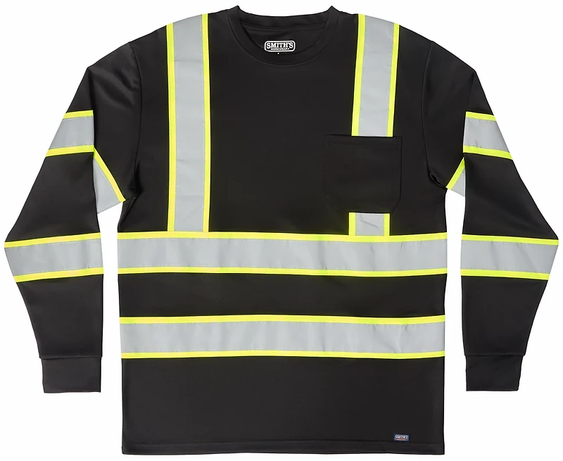 Smith's Workwear Men's High Vis Reflective Safety Long Sleeve T-shirt