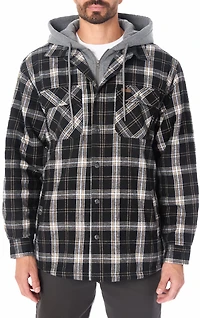 Smith's Workwear Men's Sherpa-Lined Hooded Shirt-Jacket with Inset