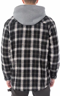 Smith's Workwear Men's Sherpa-Lined Hooded Shirt-Jacket with Inset