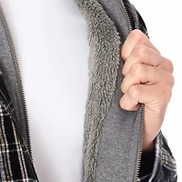 Smith's Workwear Men's Sherpa-Lined Hooded Shirt-Jacket with Inset
