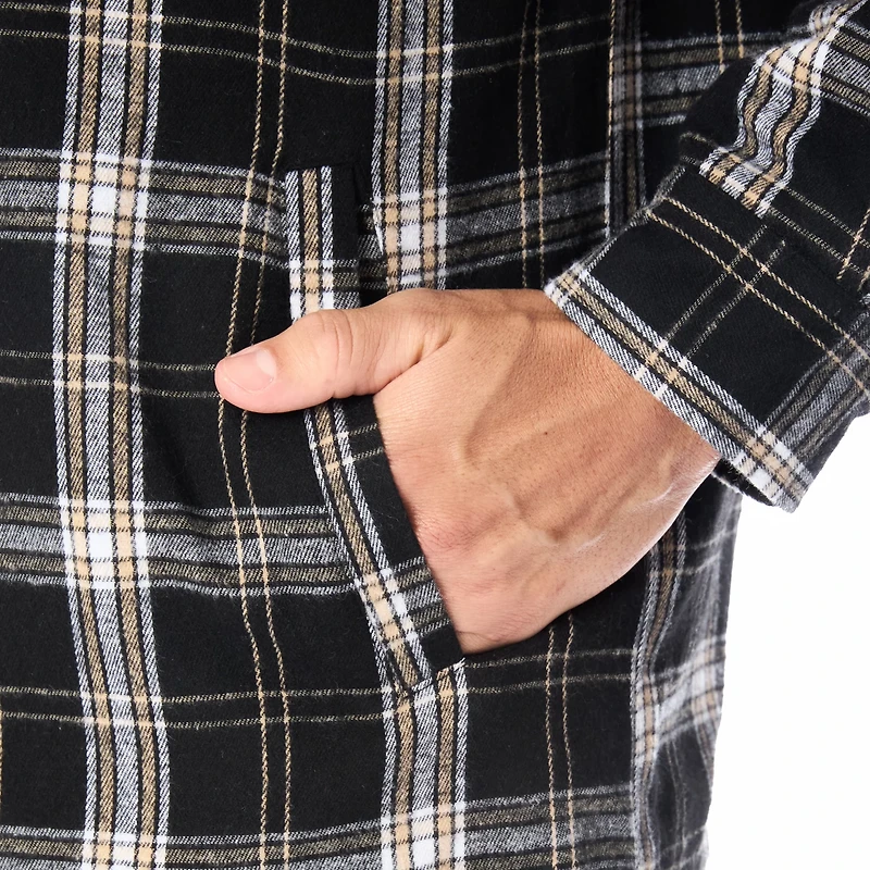 Smith's Workwear Men's Sherpa-Lined Hooded Shirt-Jacket with Inset