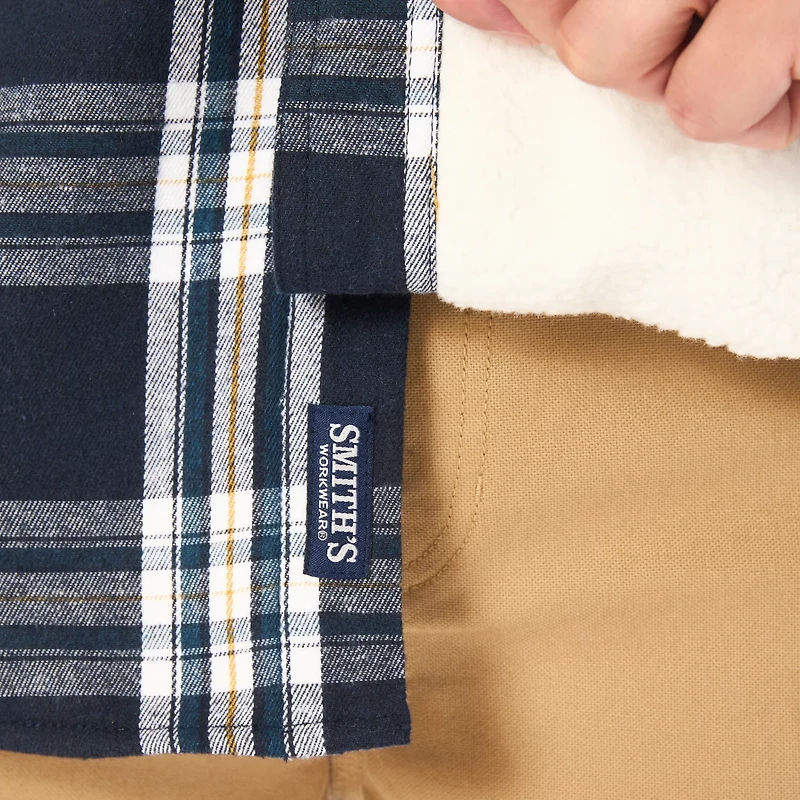 Smith's Workwear Men's Sherpa-Lined Flannel Shirt-Jacket