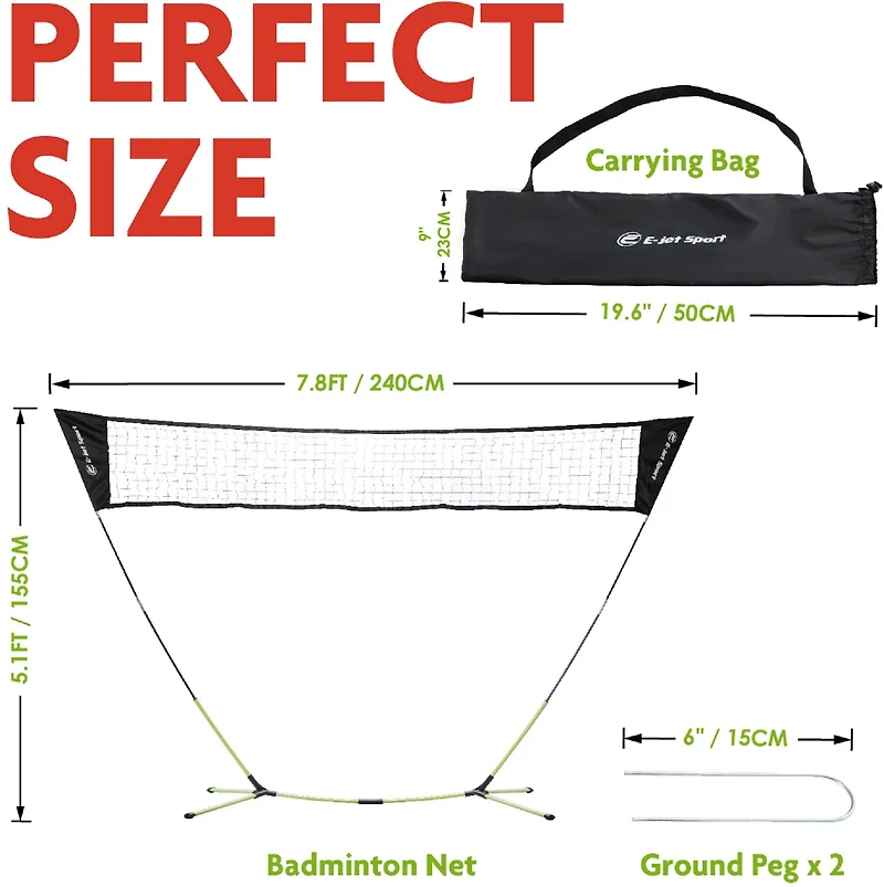 E-Jet Sport Solo Play Badminton Net