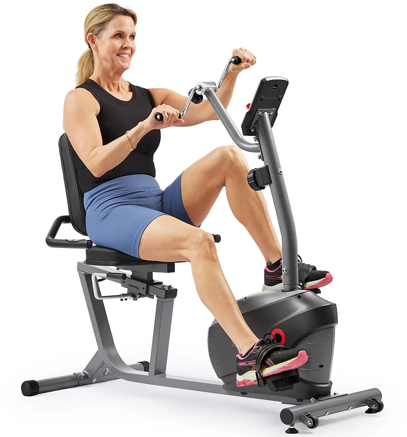 Sunny Health & Fitness Smart Magnetic Recumbent Bike with Arm Exerciser