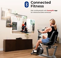 Sunny Health & Fitness Smart Magnetic Recumbent Bike with Arm Exerciser