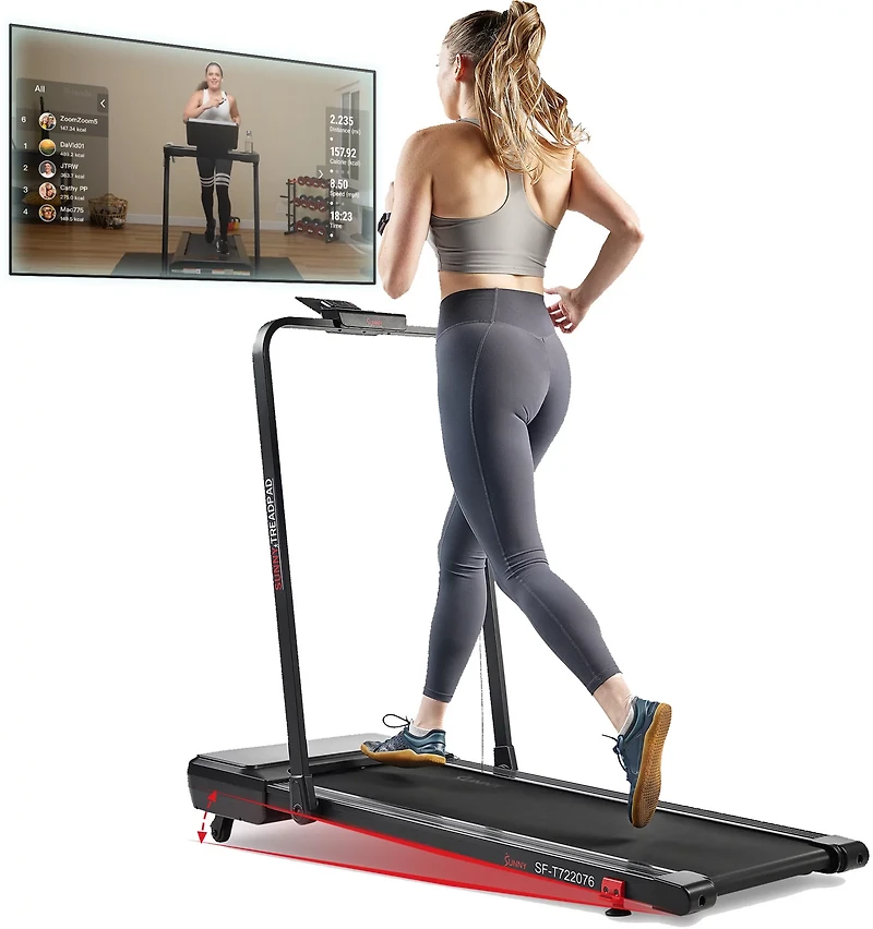 Sunny Health & Fitness Pacer Smart Compact Auto Incline Tread Pad