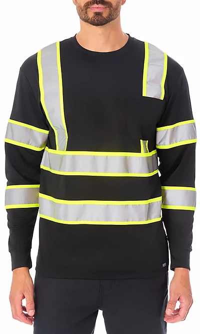 Smith's Workwear Men's High Vis Reflective Safety Long Sleeve T-shirt