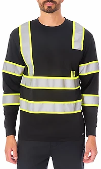 Smith's Workwear Men's High Vis Reflective Safety Long Sleeve T-shirt