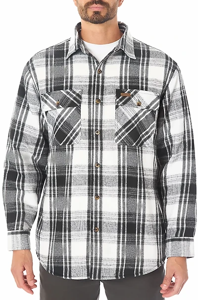 Smith's Workwear Men's Sherpa-Lined Flannel Shirt-Jacket