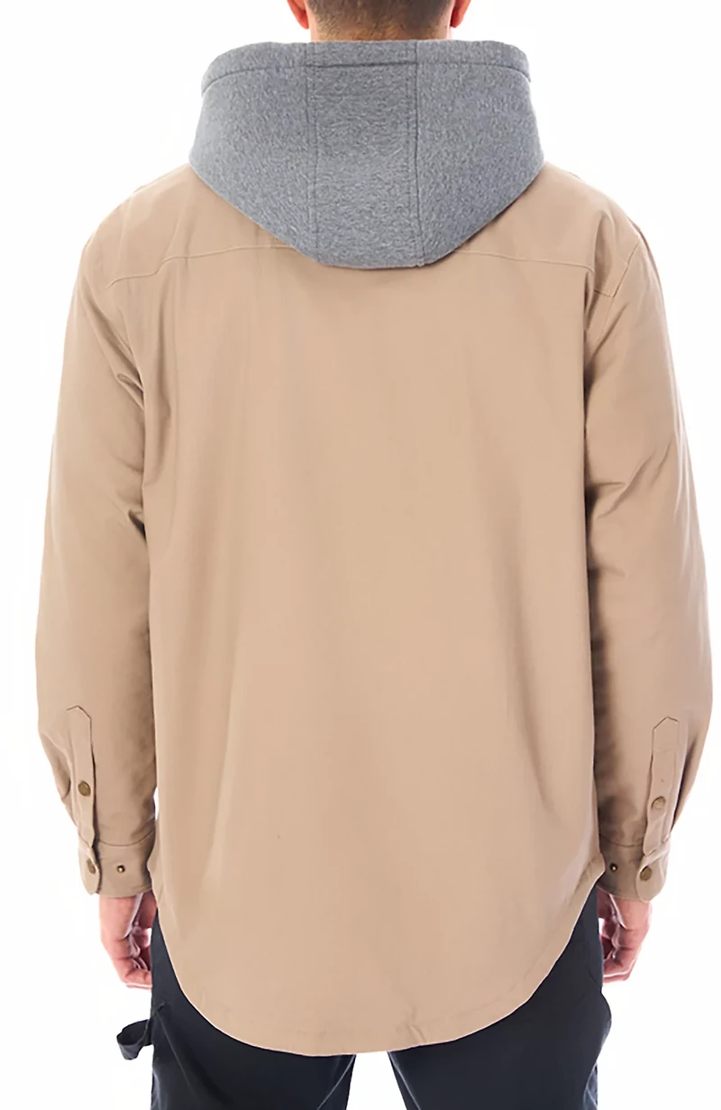 Smith's Workwear Men's Sherpa-Lined Hooded Stretch-Canvas Snap Shirt-Jacket