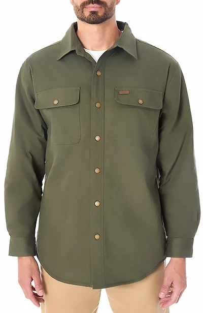 Smith's Workwear Men's Sherpa-Lined Canvas Snap Shirt-Jacket