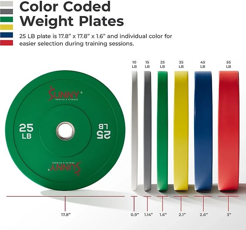 Sunny Health & Fitness Elite 2-Inch Rubber Olympic Weight Plate – Pair