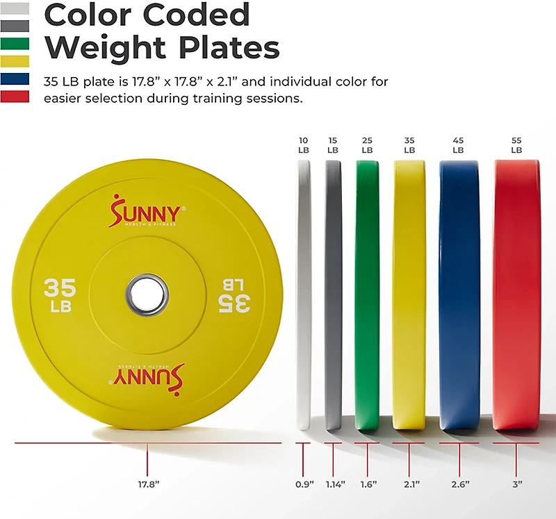 Sunny Health & Fitness Elite 2-Inch Rubber Olympic Weight Plate – Pair