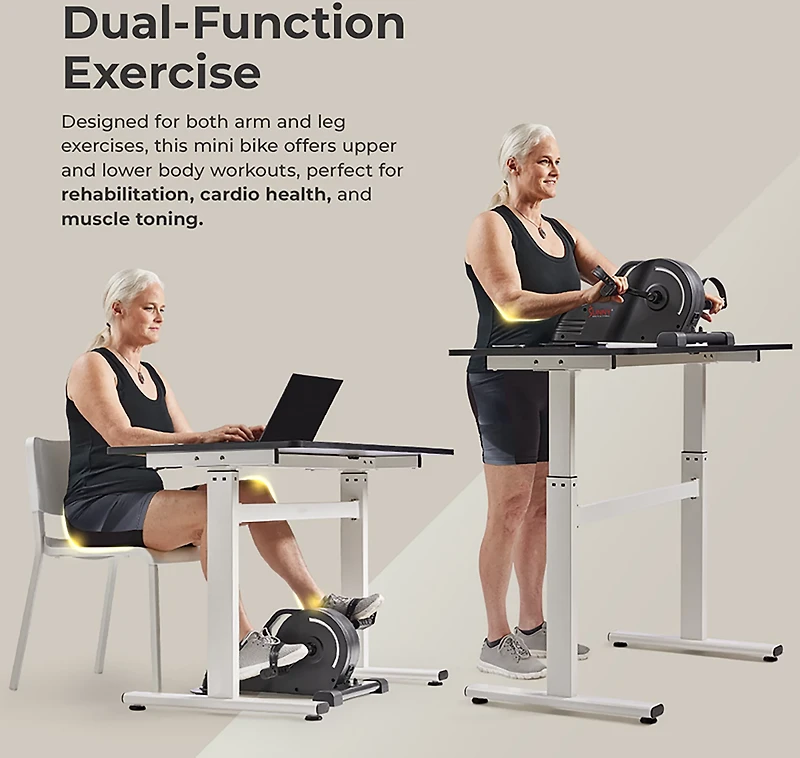 Sunny Health & Fitness Motorized Smart Under Desk Mini Bike