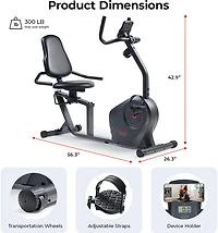 Sunny Health & Fitness Smart Magnetic Resistance Recumbent Bike