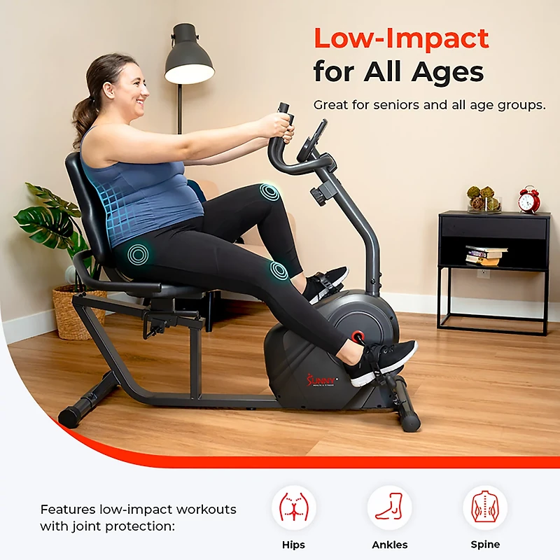 Sunny Health & Fitness Smart Magnetic Resistance Recumbent Bike