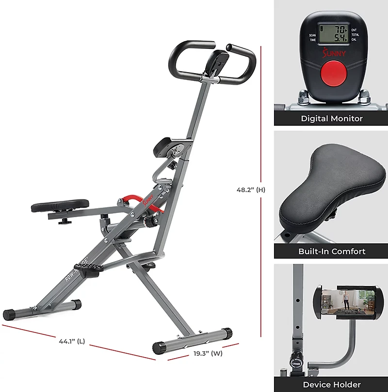 Sunny Health & Fitness Row-N-Ride Squat Assist Trainer