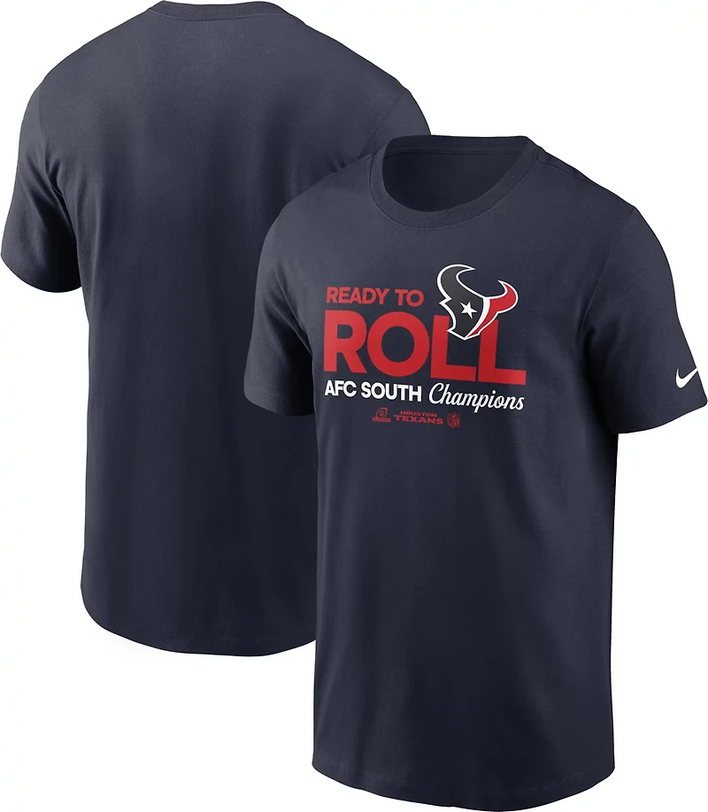 Nike Men's Houston Texans 2024 AFC South Division Champions Trophy Collection Locker Room Short Sleeve Tee