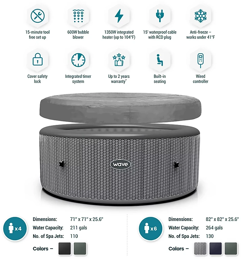 Wave Atlantic 7 ft Round Inflatable Hot Tub