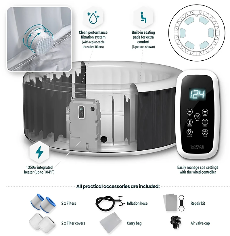 Wave Atlantic 7 ft Round Inflatable Hot Tub