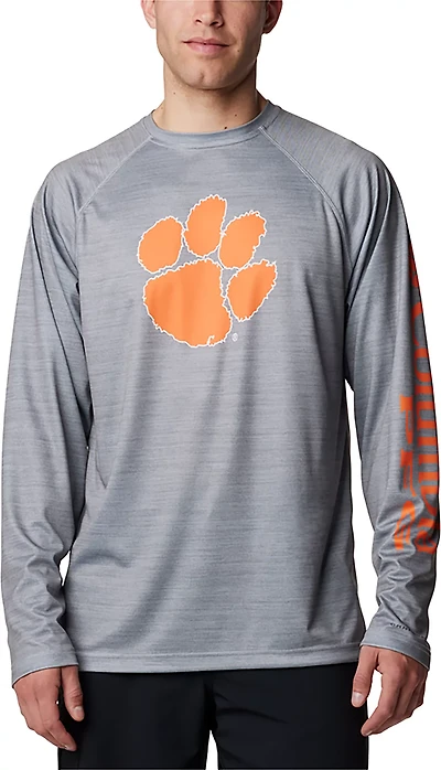 Columbia Sportswear Men's Clemson University Terminal Tackle Heather Long Sleeve Graphic T-shirt