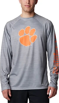 Columbia Sportswear Men's Clemson University Terminal Tackle Heather Long Sleeve Graphic T-shirt