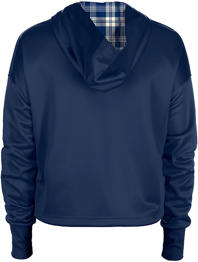 New Era Women's Dallas Cowboys 1/4 Zip Cropped Plaid Hooded Pullover