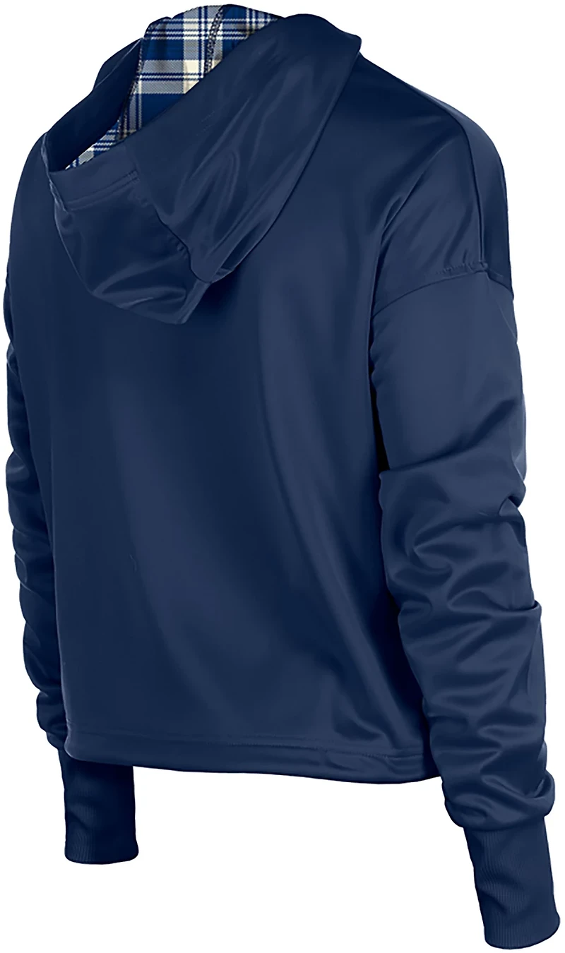 New Era Women's Dallas Cowboys 1/4 Zip Cropped Plaid Hooded Pullover