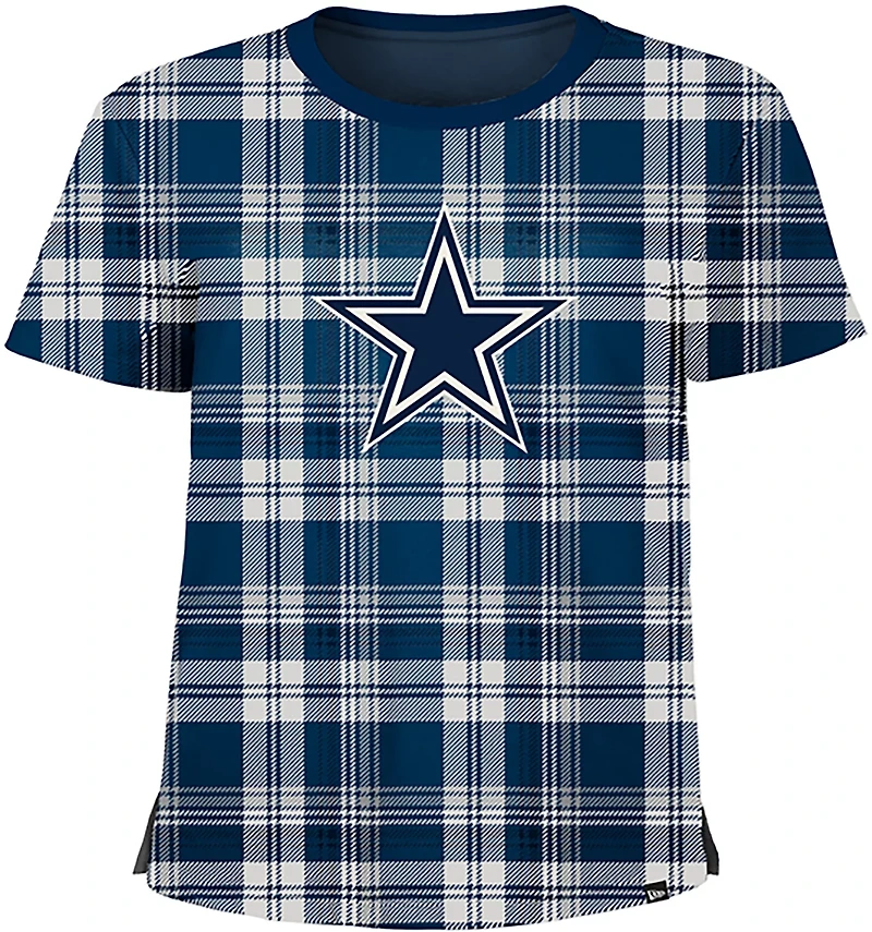 New Era Women's Dallas Cowboys Plaid Cropped Boxy Short Sleeve T-shirt