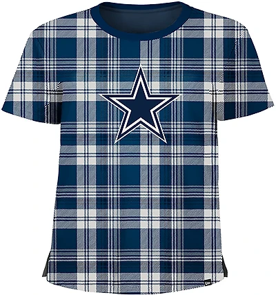 New Era Women's Dallas Cowboys Plaid Cropped Boxy Short Sleeve T-shirt