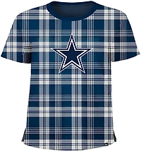 New Era Women's Dallas Cowboys Plaid Cropped Boxy Short Sleeve T-shirt