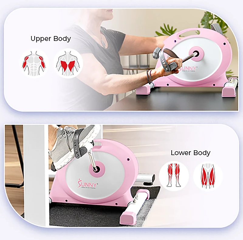 Sunny Health & Fitness 2-in-1 Under Desk Smart Mini Exercise Bike