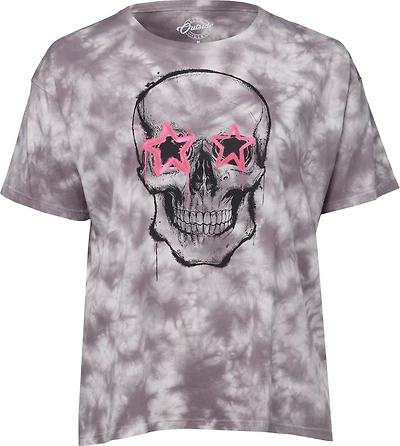 Live Outside the Limits Women's Star Skull Oversized Graphic T-shirt