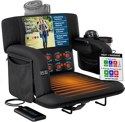Alpcour Premium Reclining Heated Massage Wide Stadium Seat