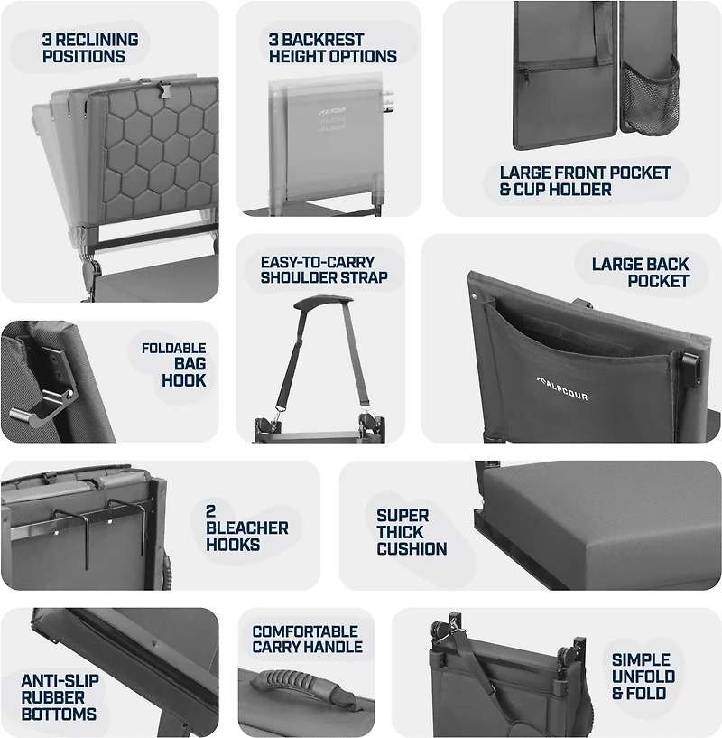 Alpcour Reclining Extra Wide Stadium Seat