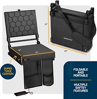 Alpcour Folding Reclining Heated Massage Wide Stadium Seat