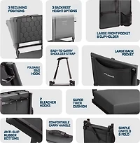 Alpcour Folding Reclining Heated Massage Wide Stadium Seat