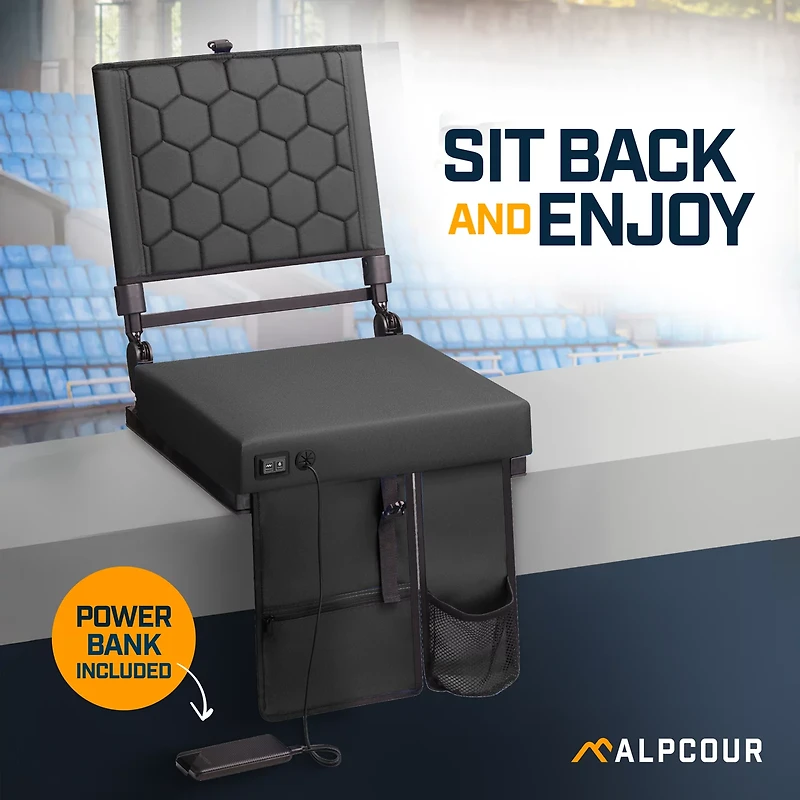 Alpcour Folding Reclining Heated Massage Wide Stadium Seat