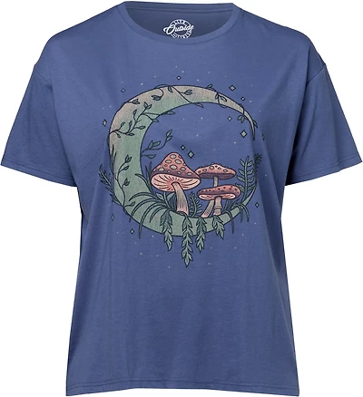 Live Outside the Limits Women's Mushroom Moon Oversized Graphic T-shirt