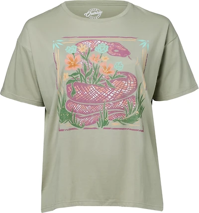 Live Outside the Limits Women's Floral Snake Oversized Graphic T-shirt