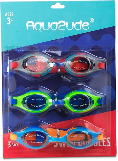 Aqua2ude Boys' Swim Goggles 3-Pack