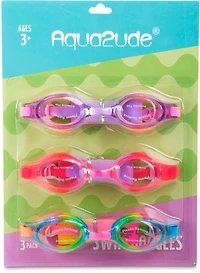 Aqua2ude Girls' Swim Goggles 3-Pack