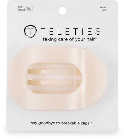 Teleties Almond Beige Large Flat Round Hair Clip